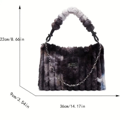 Plush Tote Bag – Women's Fuzzy Shoulder & Crossbody Handbag