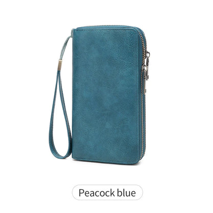 Rfid Men S Business Wallet Double Zipper Long Retro Large Capacity Women Hand