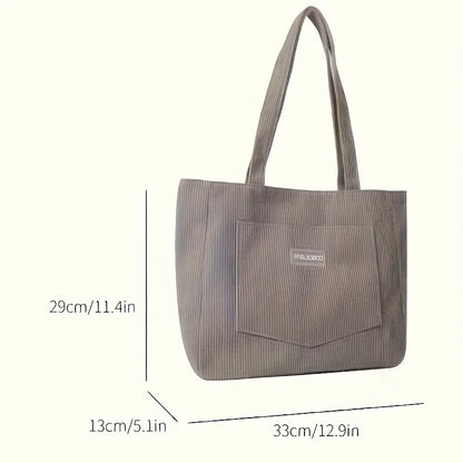Women's Corduroy Tote Bag – Large Capacity Shoulder Bag