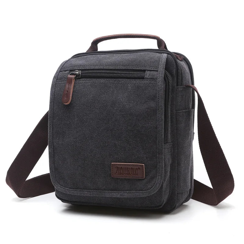 Canvas Men S Cross-Body Bag Korean Version One Shoulder Carry Multiple Pockets Document Large
