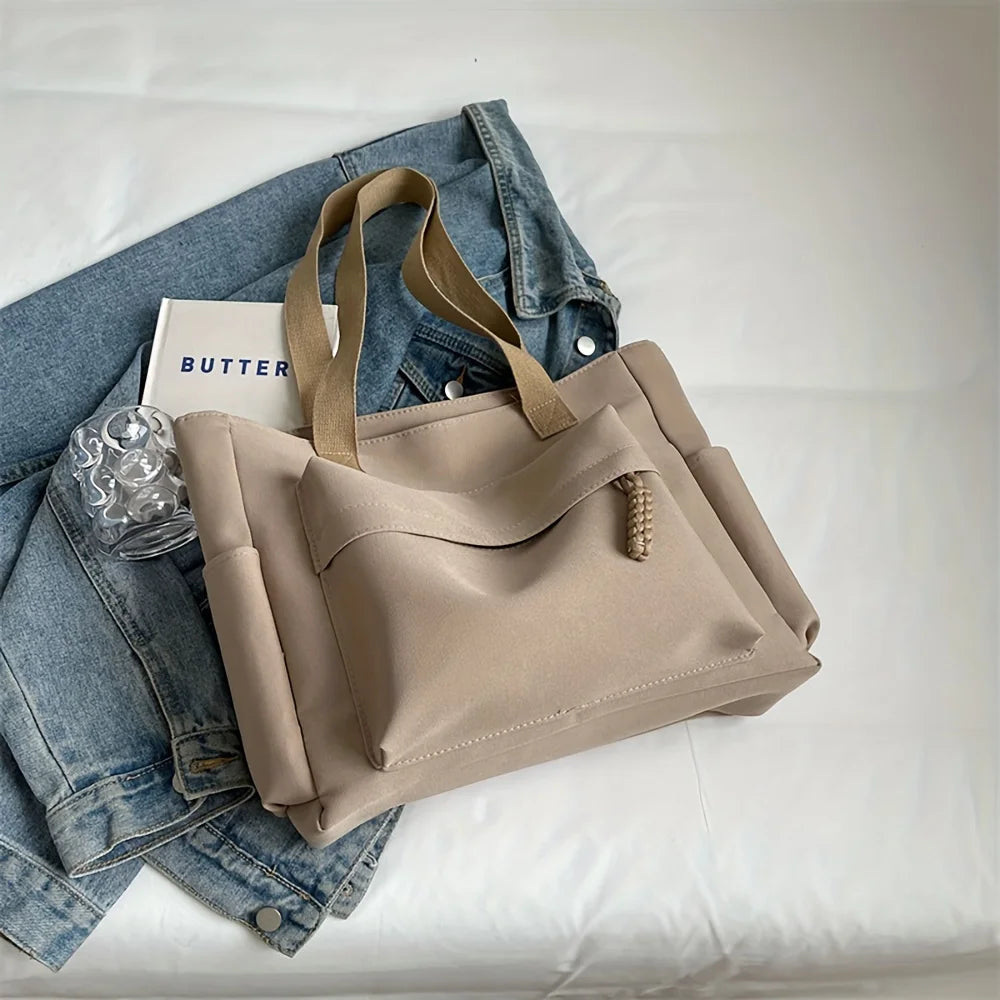 Nylon Tote Bag with Multiple Pockets – Lightweight Foldable Everyday Bag
