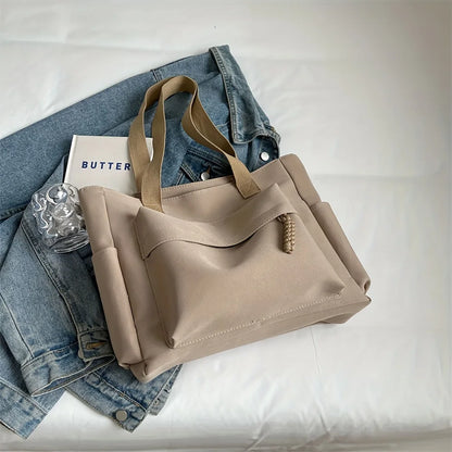 Nylon Tote Bag with Multiple Pockets – Lightweight Foldable Everyday Bag