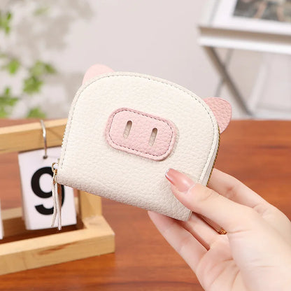 Organ Card Bag Ladies Cartoon Cute Piglet Holder Multi-Slot Large Capacity Certificate Zipper Coin