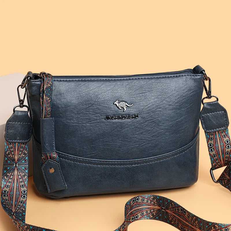 Retro Leather Crossbody Bag – Boho Strap Women's Purse