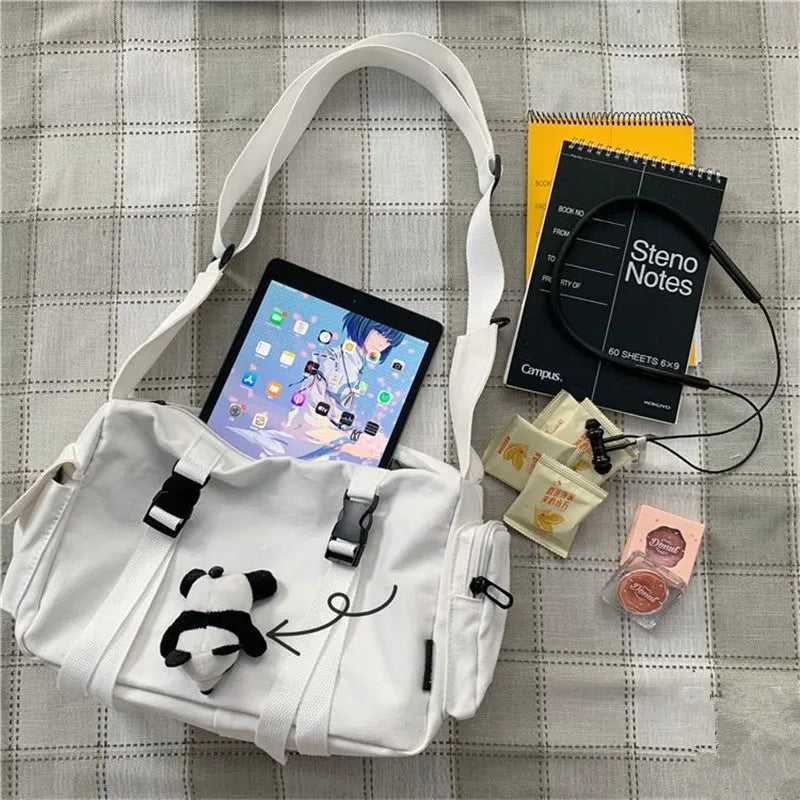 Harajuku Canvas Crossbody Bag – Women's Large Capacity Messenger Bag