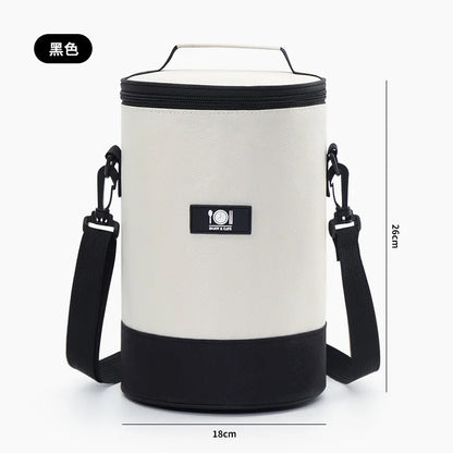 Round Lunch Box Bag Carry Thermal Insulation Thick Aluminum Foil Protect Work Zipper Outdoor