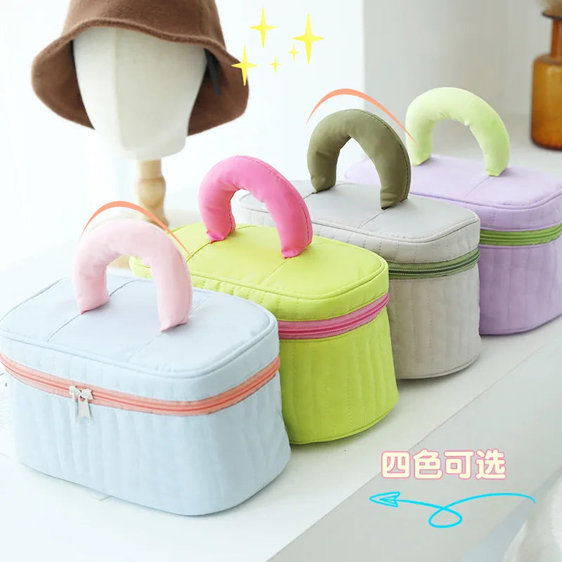 Vertical Stripe Color-Blocking Cosmetic Bag Large-Capacity Waterproof Polyester Storage Bag