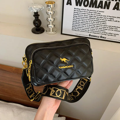 Quilted Leather Crossbody Bag – Large Capacity Shoulder Purse for Women