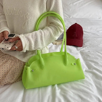 Women S Pvc Solid Color Short Handle Handbag Female Casual Daily Work Shoulder Bag Small Luxury Tote