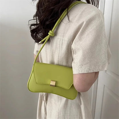 Stylish Versatile Shoulder Underarm Bag Simple Metal Buckle Handbag Messengerbag