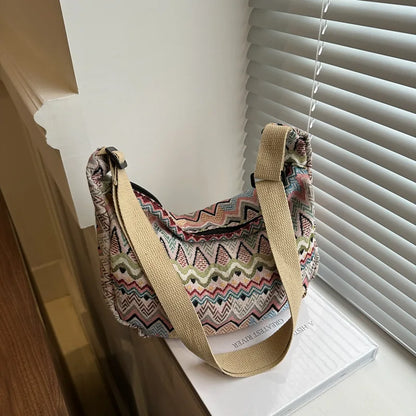 Boho Embroidered Shoulder Bag – Large Capacity Women's Tote