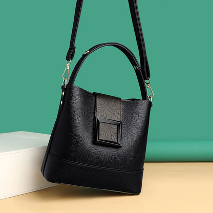 Leather Bucket Bag – Large Capacity Shoulder & Crossbody Handbag for Women