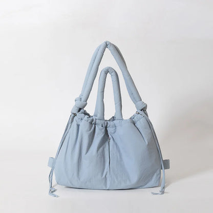 Puffy Drawstring Tote Bag – Thick Padded Dual Handle Shoulder Bag