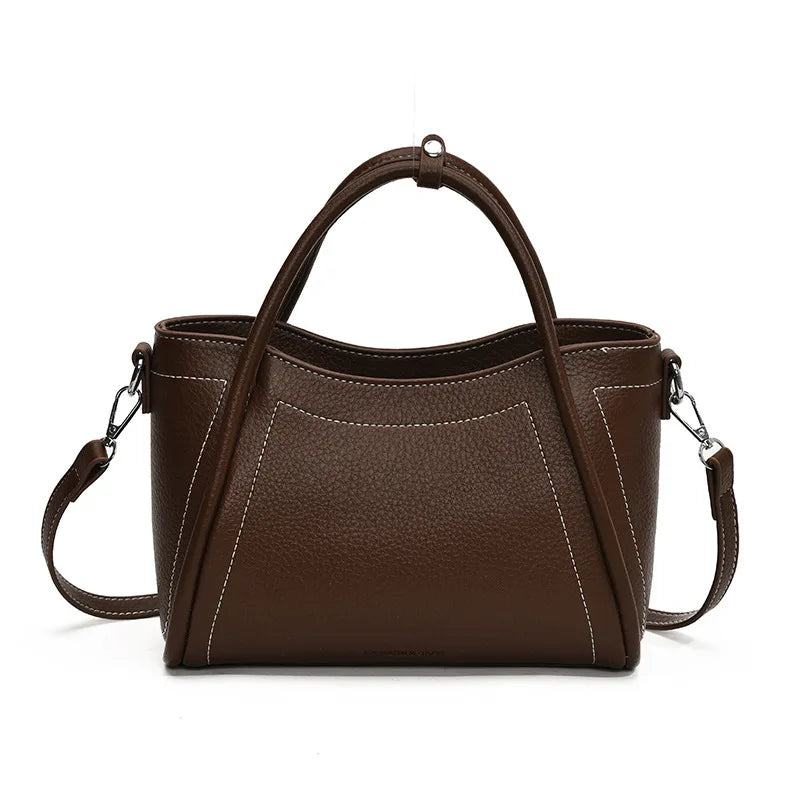 Leather Tote Bag – Vintage Top Handle Crossbody Handbag for Women