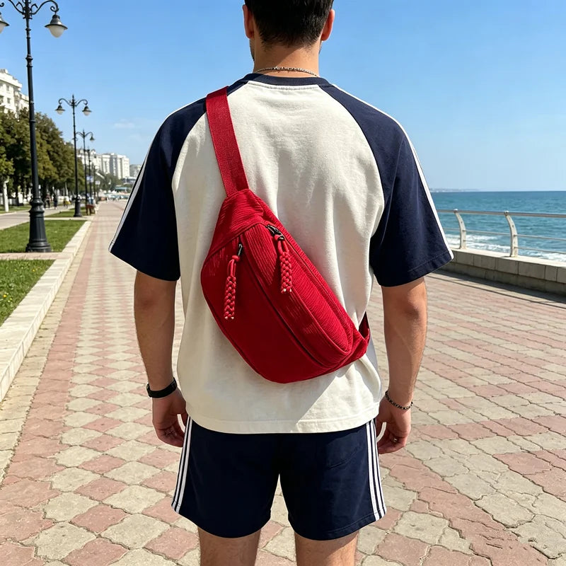Cozy Corduroy Crossbody Bags Men S Women Chest Bag Street Style Sports Shoulder Bag