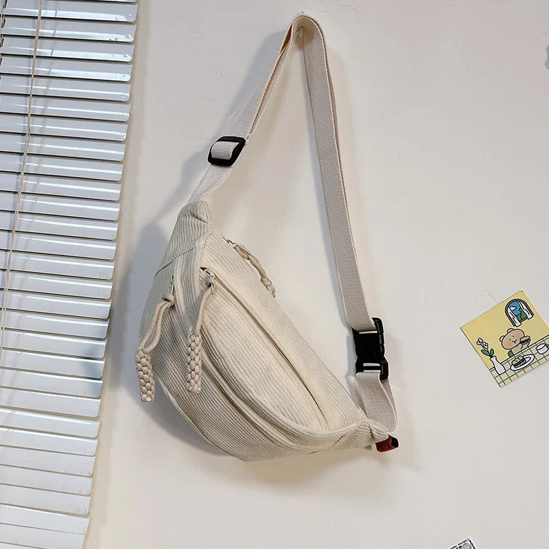 Cozy Corduroy Crossbody Bags Men S Women Chest Bag Street Style Sports Shoulder Bag