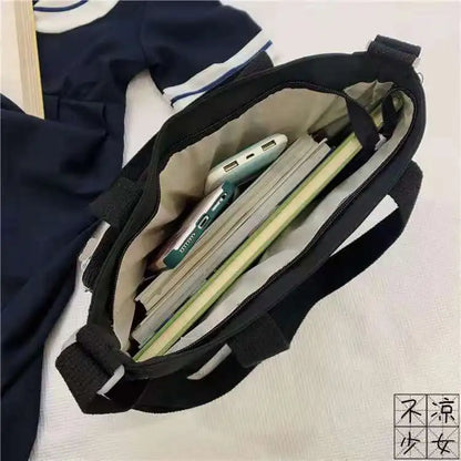 Canvas Crossbody Tote Bag Multi-Pocket Shoulder Bag