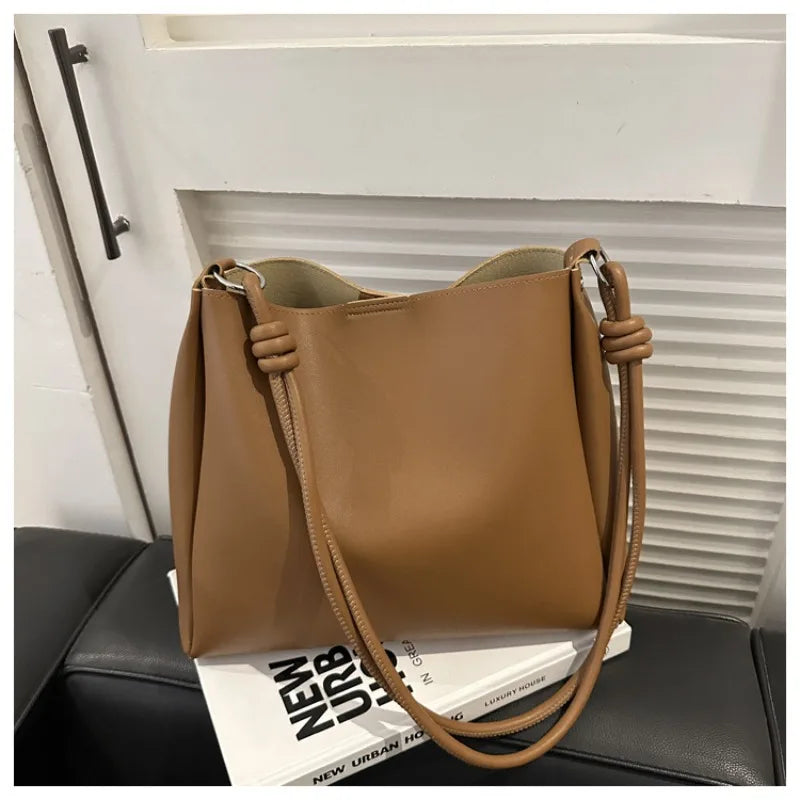 Leather Bucket Tote Bag – Women's Crossbody Shoulder Bag