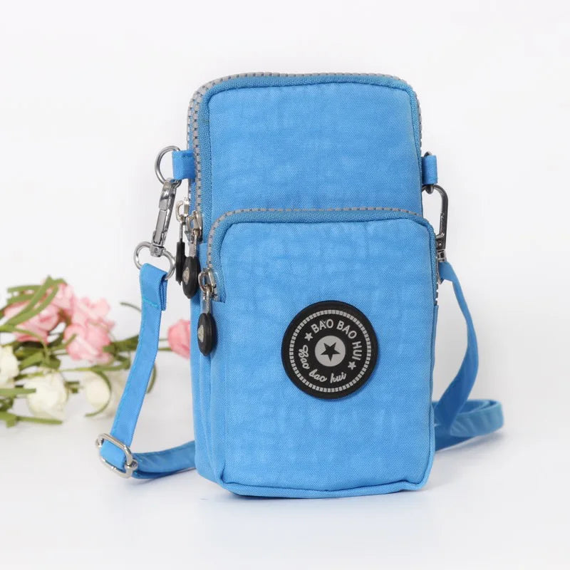 Multi Pattern Printed Crossbody Phone Bag Lightweight Nylon Purse Adjustable Strap Mini Shoulder