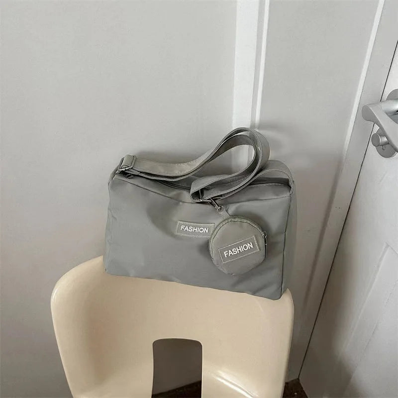 Nylon Crossbody Tote Bag for Women – Lightweight Sling Purse with Coin Pouch
