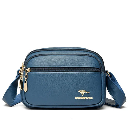 Leather Crossbody Purse for Women – Multi-Pocket Shoulder Messenger Bag