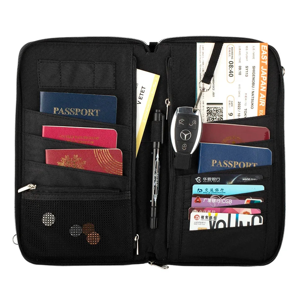 Large-Capacity Multi-Functional Passport Air Ticket Holder Portable Travel Document Storage Bag