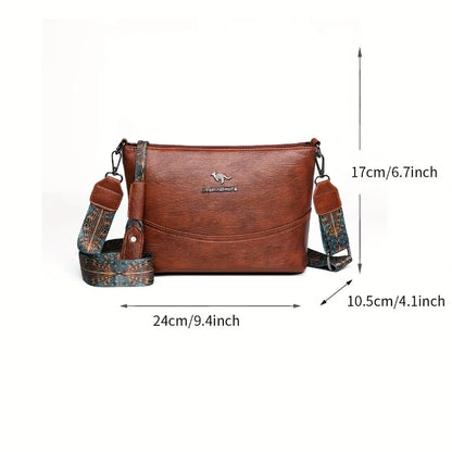 Retro Leather Crossbody Bag – Boho Strap Women's Purse