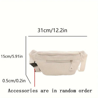 Corduroy Crossbody Chest Bag for Women – Adjustable Strap
