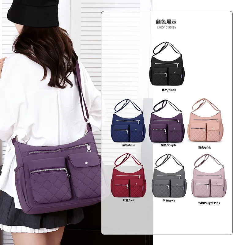 Quilted Shoulder Bag for Women – Multi-Pocket Crossbody Tote Purse