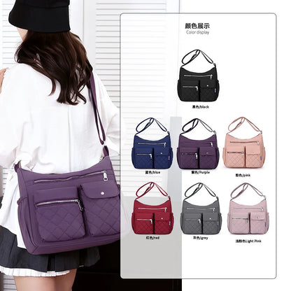 Quilted Shoulder Bag for Women – Multi-Pocket Crossbody Tote Purse