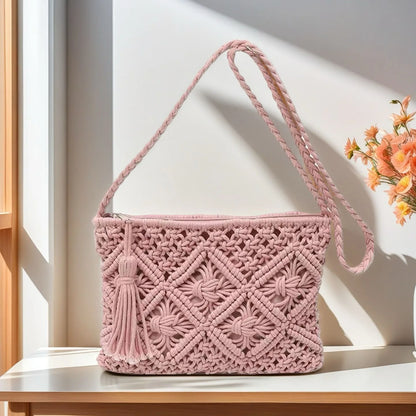 Crochet Shoulder Bag – Boho Macrame Handbag for Women