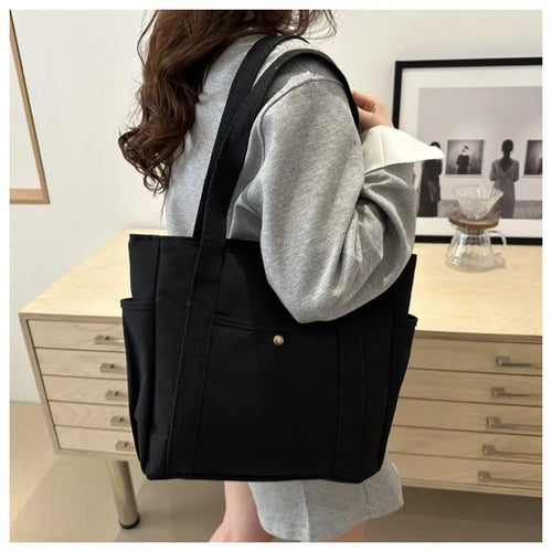Homefish Capacity Canvas Tote Bags Work Commuting Carrying Bag College Style Student Outfit Book