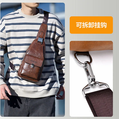 Men S Women Crossbody Large-Capacity Waterproof Buckle Zipper Simple Single-Shoulder Backpack