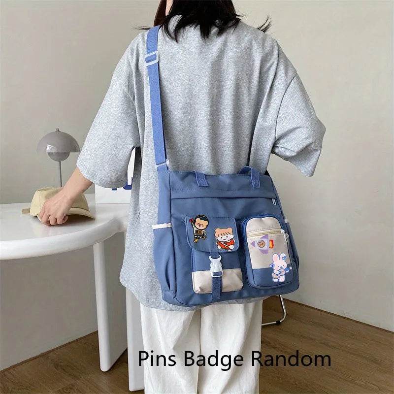 Canvas Tote Shoulder Bag for Teen Girls – Cute Kawaii Style