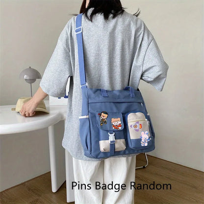 Canvas Tote Shoulder Bag for Teen Girls – Cute Kawaii Style