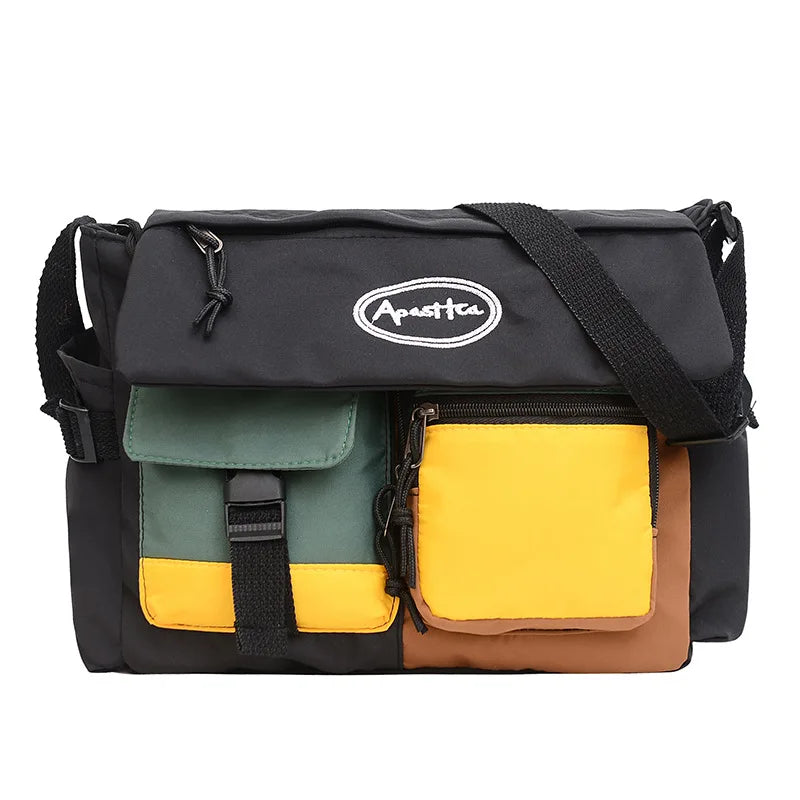 Large Capacity Contrast Color Tote Men Women Shoulder Casual Crossbody Bag