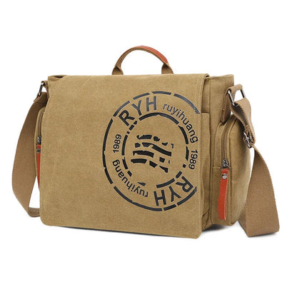 Canvas Men S Multi-Layer Shoulder Bag Business Leisure Handheld Cross-Body Documents Computer
