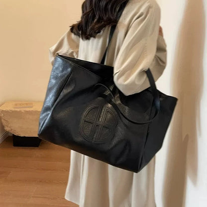 Large Faux Leather Tote Bag for Women – Vintage Soft Style