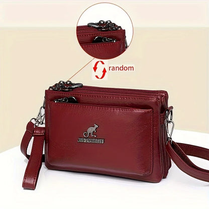 Faux Leather Crossbody Bag for Women – Waterproof Multi-Pocket Shoulder Bag
