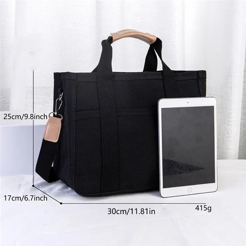 Canvas Tote Bag – Large Capacity Shoulder & Crossbody Handbag