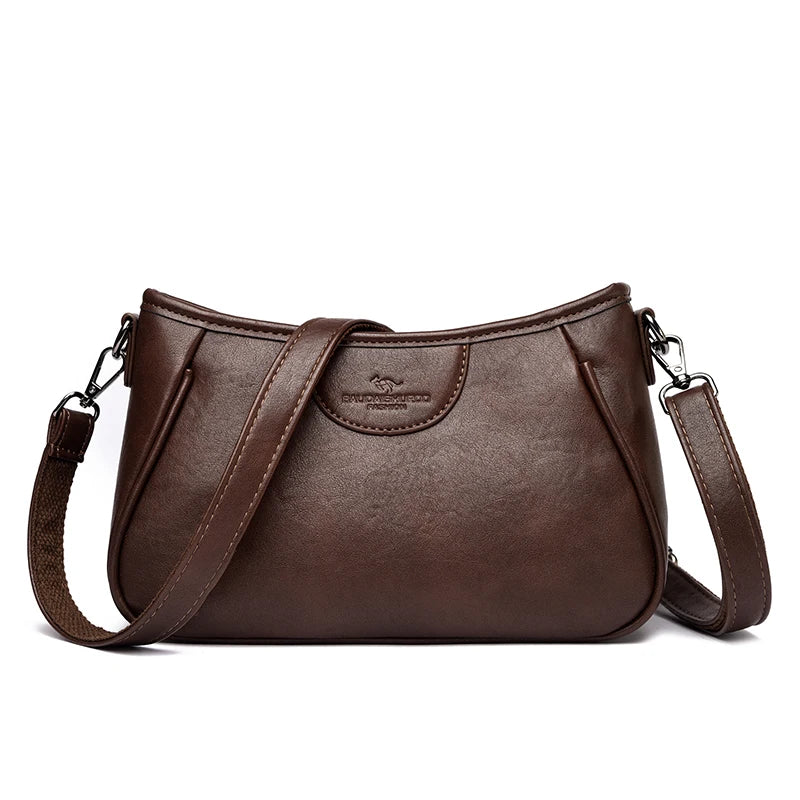 Retro Leather Crossbody Bag for Women – Elegant Shoulder Purse