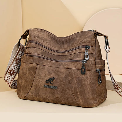 Vintage Shoulder Bag – Multi Layer Faux Leather Crossbody Handbag for Women