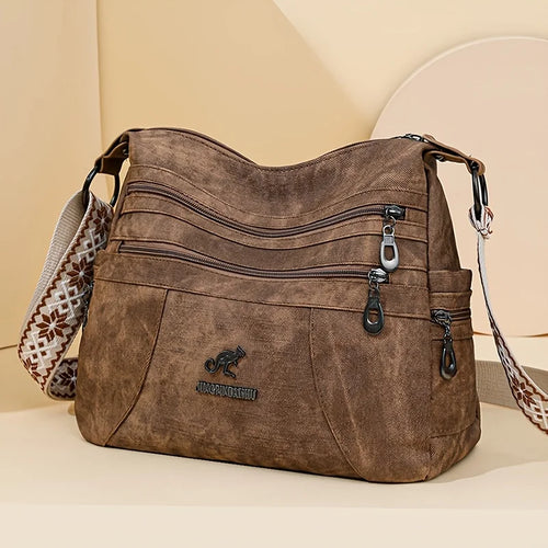 Vintage Shoulder Bag – Multi Layer Faux Leather Crossbody Handbag for Women