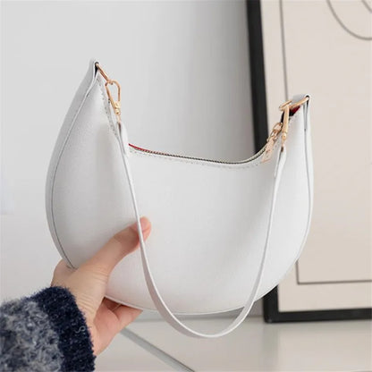 Half Moon Shoulder Bag for Women – Retro PU Leather Crescent Purse