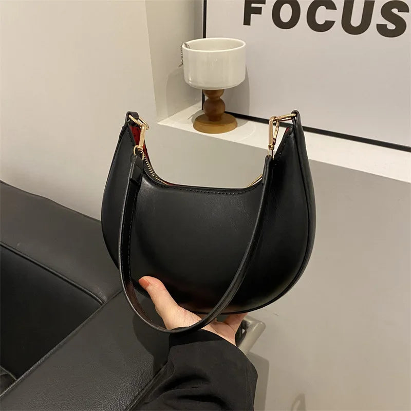 PU Leather Crescent Shoulder Bag for Women