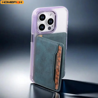 Homefish Artificial Leather Credit Card Magnetic Elastic Wallet 3 Slot Strong Accessories Id Clip