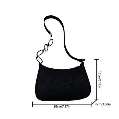 Women S Minimalist Felt Handbag - Lightweight Diamond Quilted Shoulder Bag Half-Chain Strap Zipper