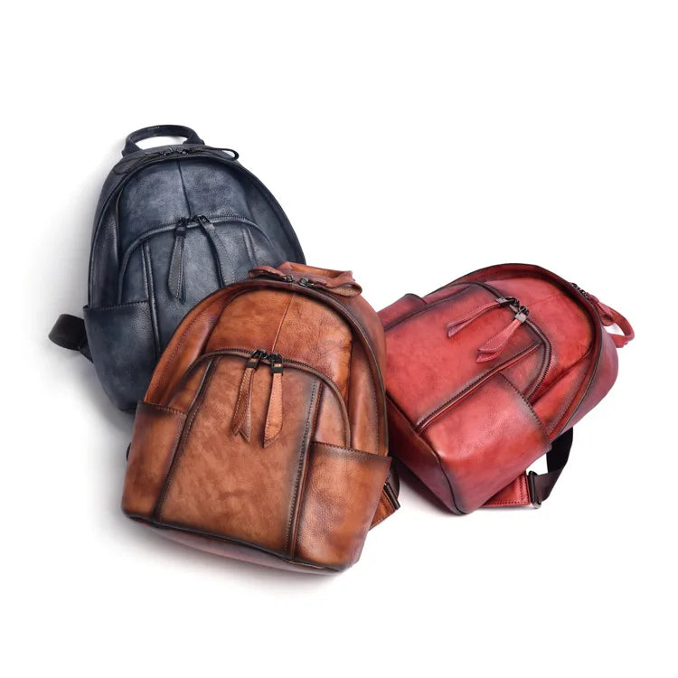 Leather Women S Backpack Multi-Functional Retro Multi-Compartment