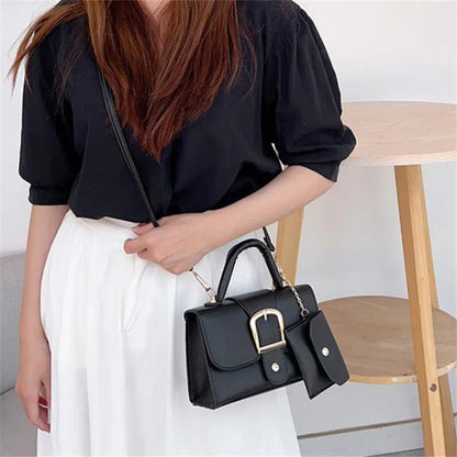 Buckle Flap Handbag – Women's Crossbody Bag & Wallet Set