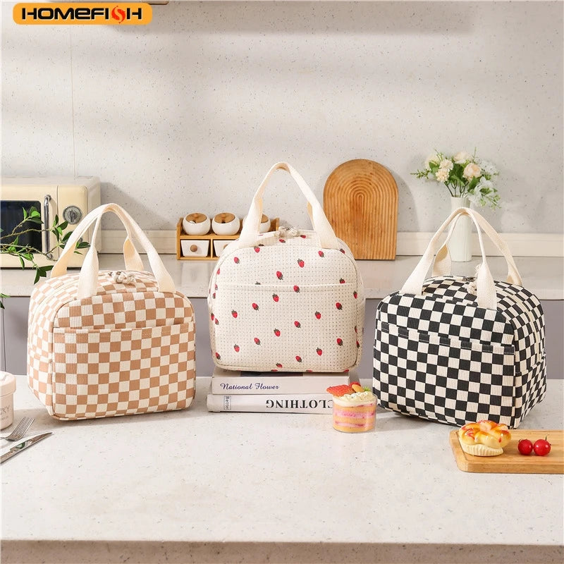 Homefish Cute Flower Pattern Lunch Box Bag Waterproof Durable Insulated Thermal Handbag Food Storage
